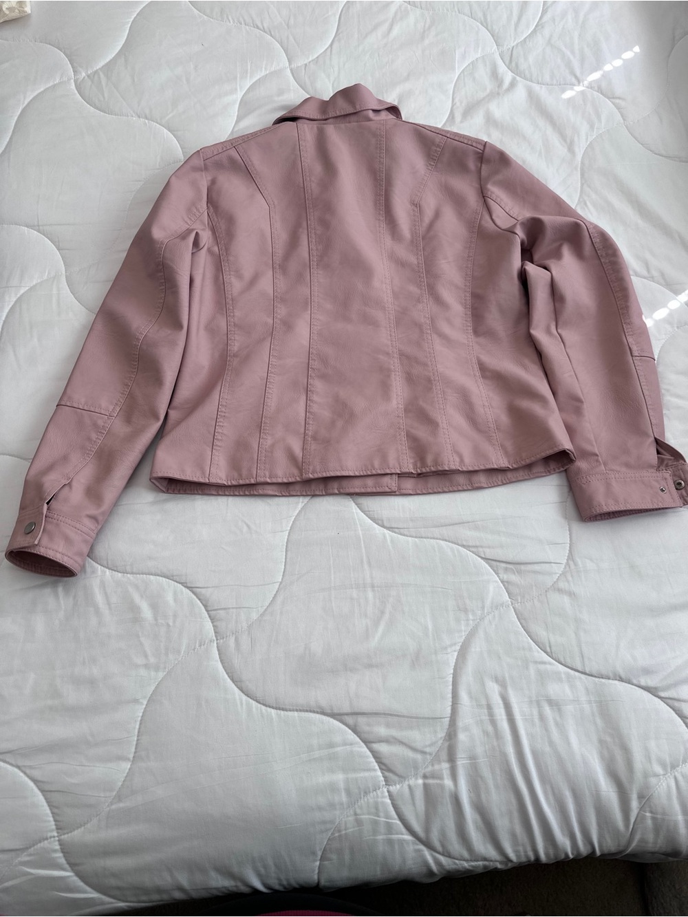Baccini Dusty Pink Faux Leather Moto Jacket - Picture 2 of 5
